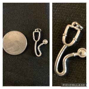 Stethoscope Charm, Silver Tone for necklace, bracelet, pens, purse, keychains